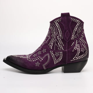 Suede ankle boot with purple Nives rhinestones