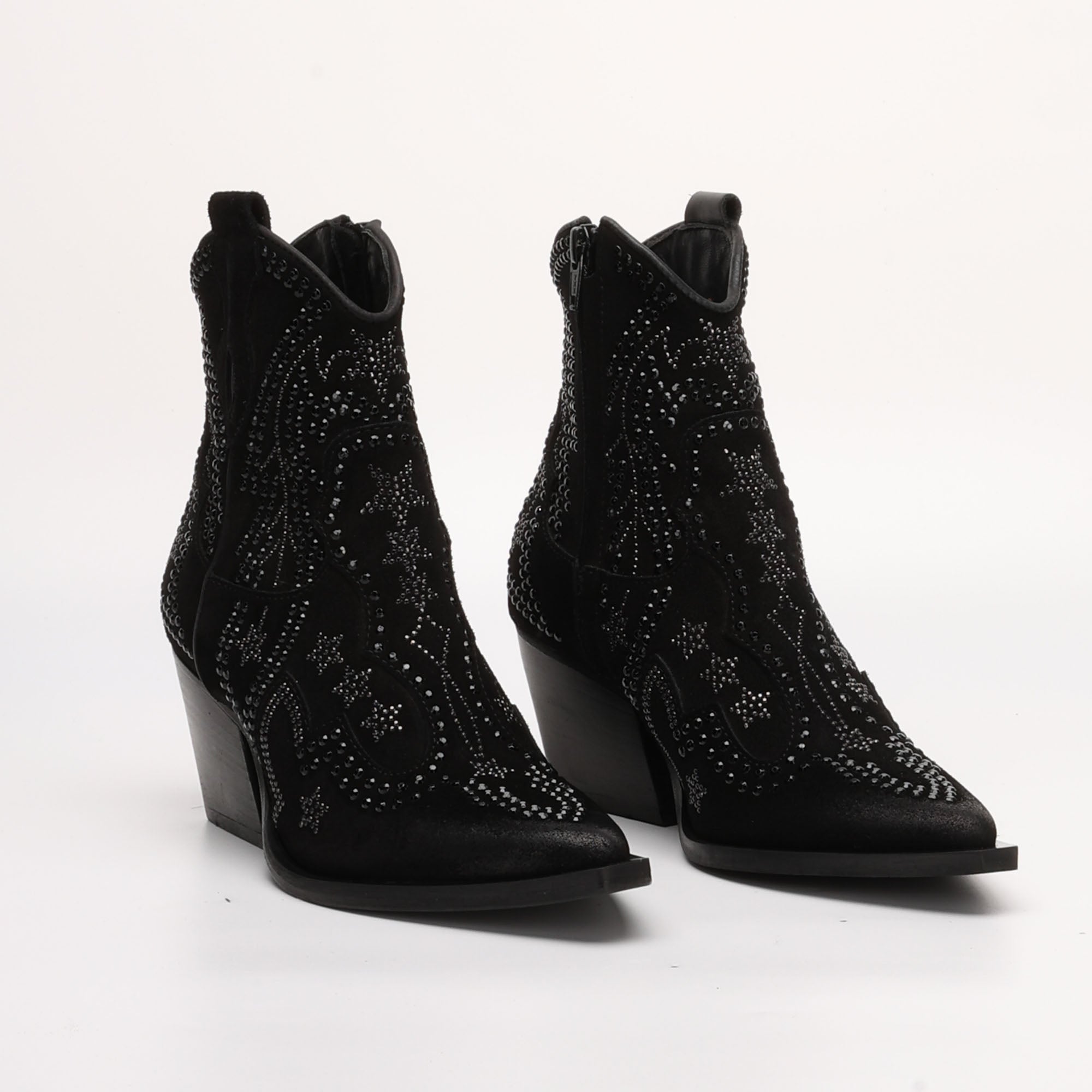 Stivaletto in Camoscio con Strass Stephany Nero