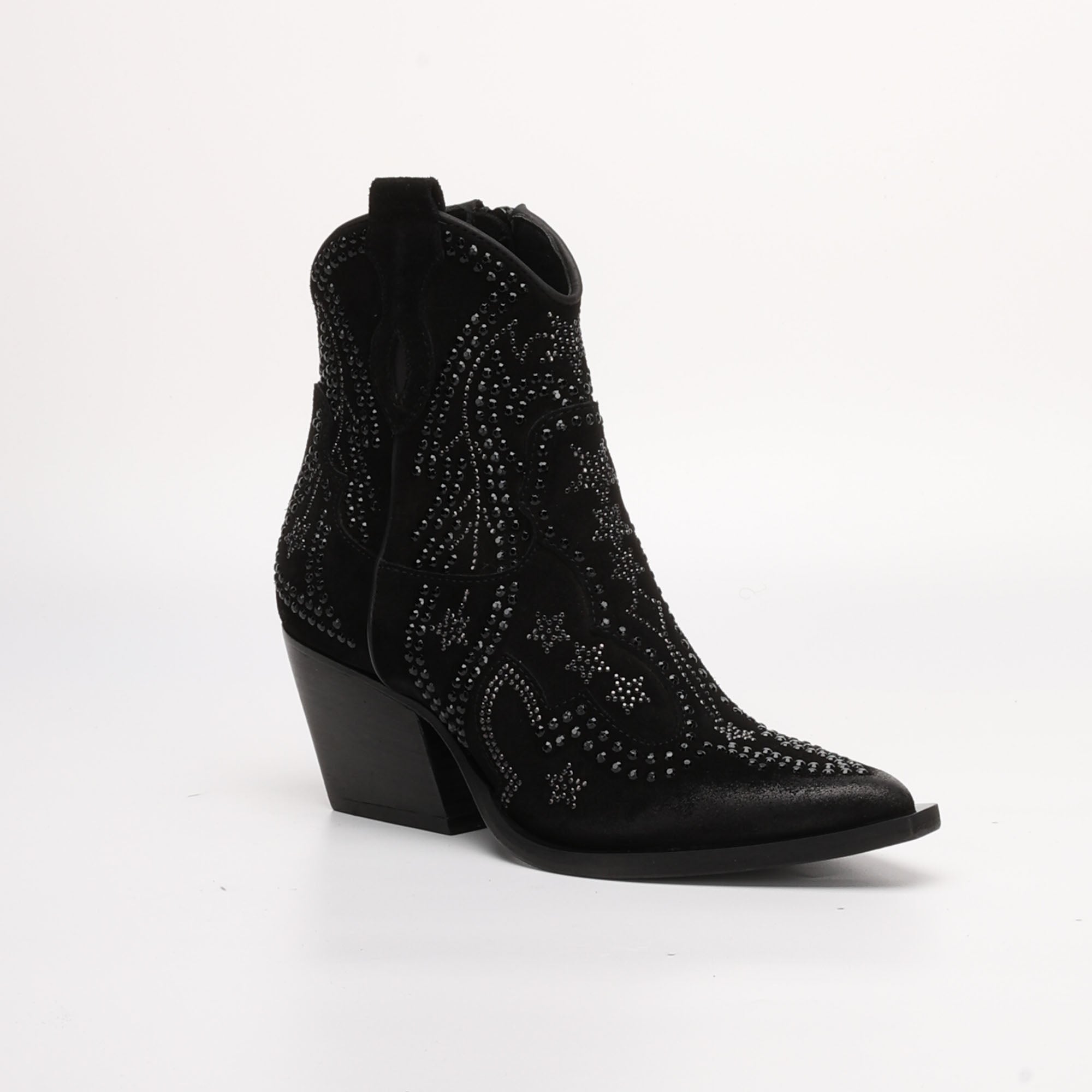 Stivaletto in Camoscio con Strass Stephany Nero