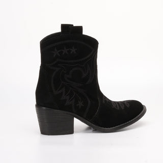 Botte texane en daim noir Livia 