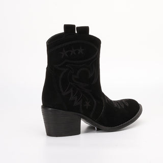 Livia Black Suede Texan Boot 