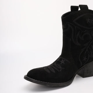 Livia Black Suede Texan Boot 