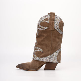 Botte Haute Texane en Daim Isa Marron Clair