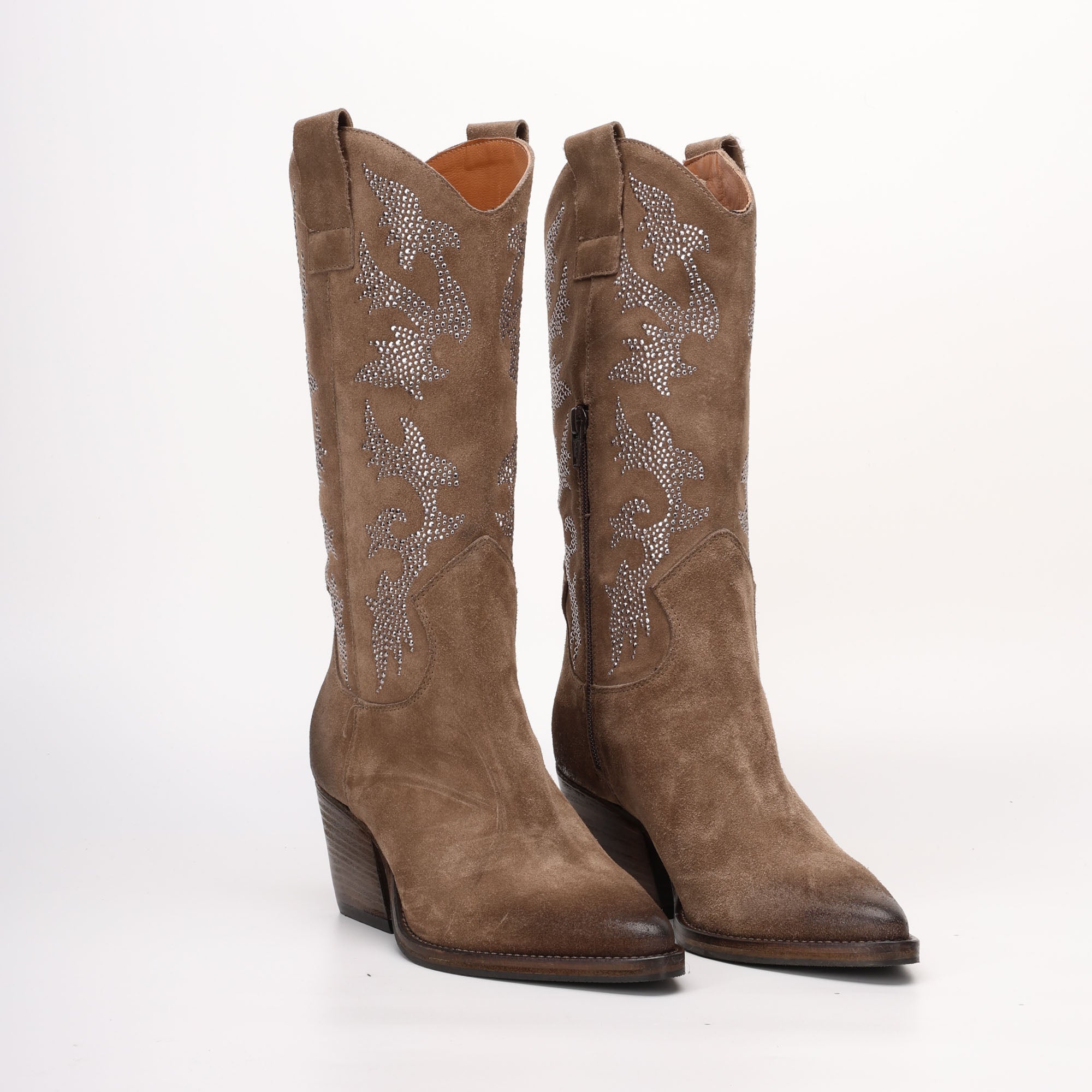 Stivale Alto Texano in Camoscio Jasmine Marrone