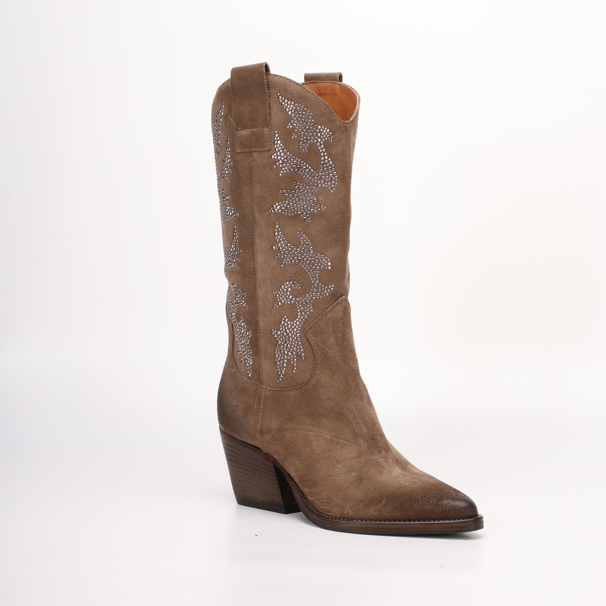 Stivale Alto Texano in Camoscio Jasmine Marrone