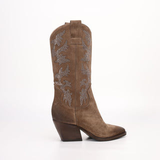 High Texan Boot in Brown Jasmine Suede