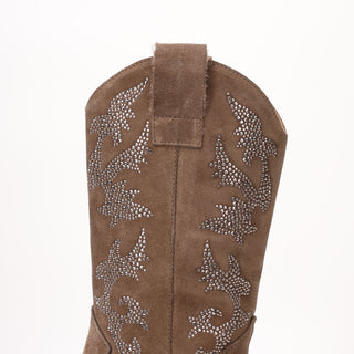 Hoher texanischer Stiefel aus braunem Jasmin-Wildleder