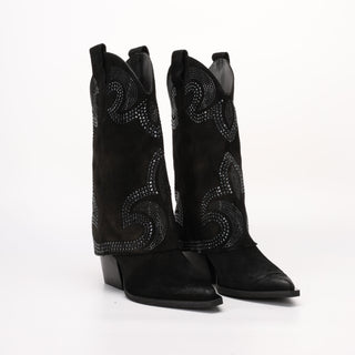 Tall Texan Boot in Tessia Black Suede