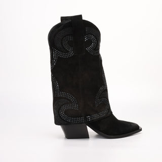 Tall Texan Boot in Tessia Black Suede