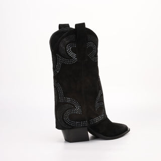 Tall Texan Boot in Tessia Black Suede