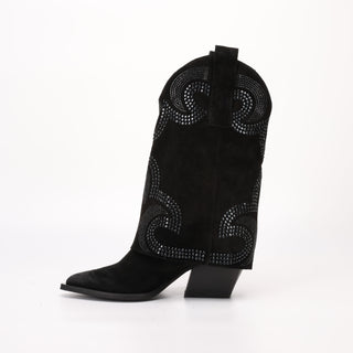 Tall Texan Boot in Tessia Black Suede