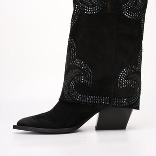 Tall Texan Boot in Tessia Black Suede