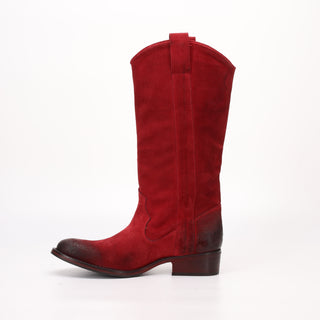 Botte en daim rouge Sofie 