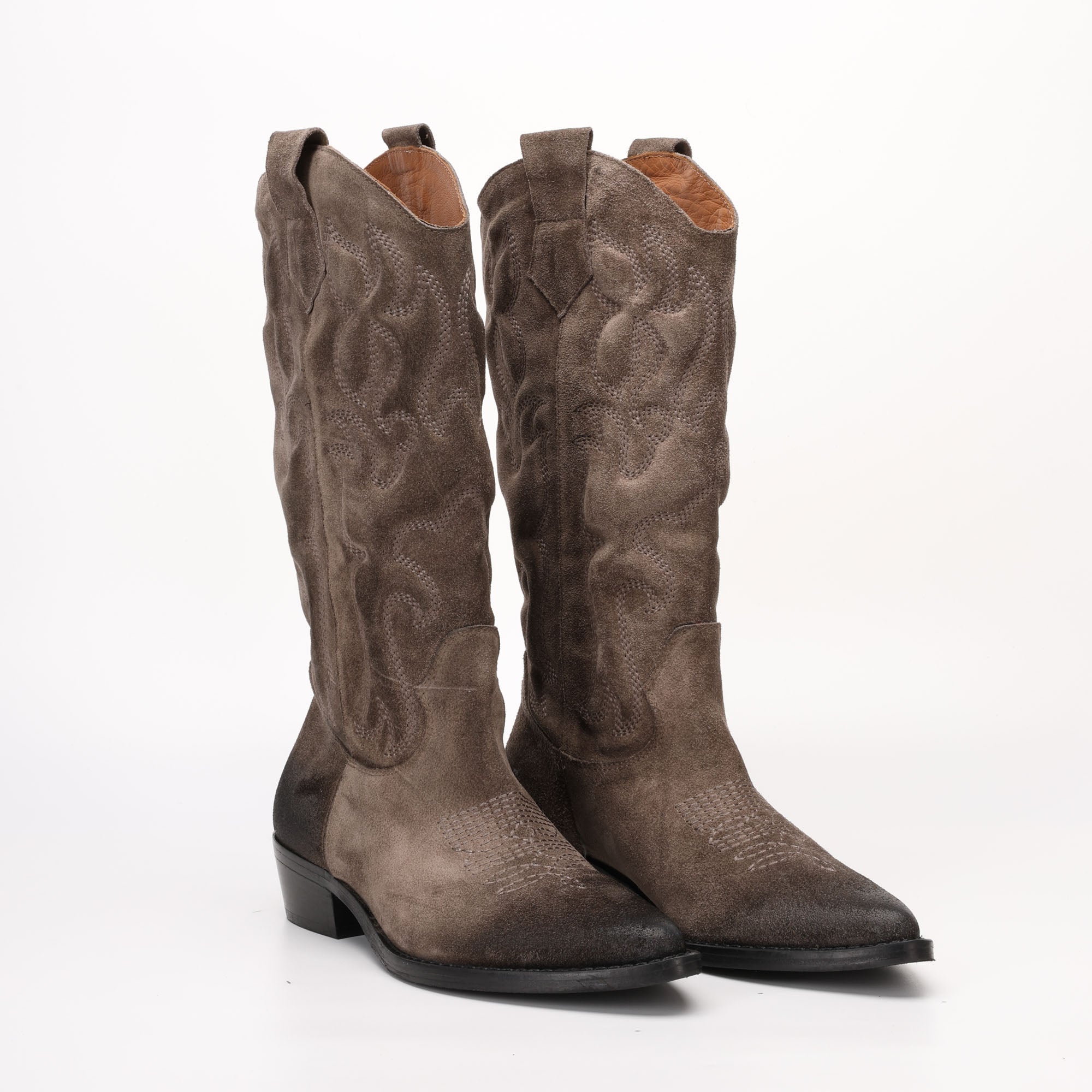 Stivale Alto Texano imbottito in Camoscio Lena Beige