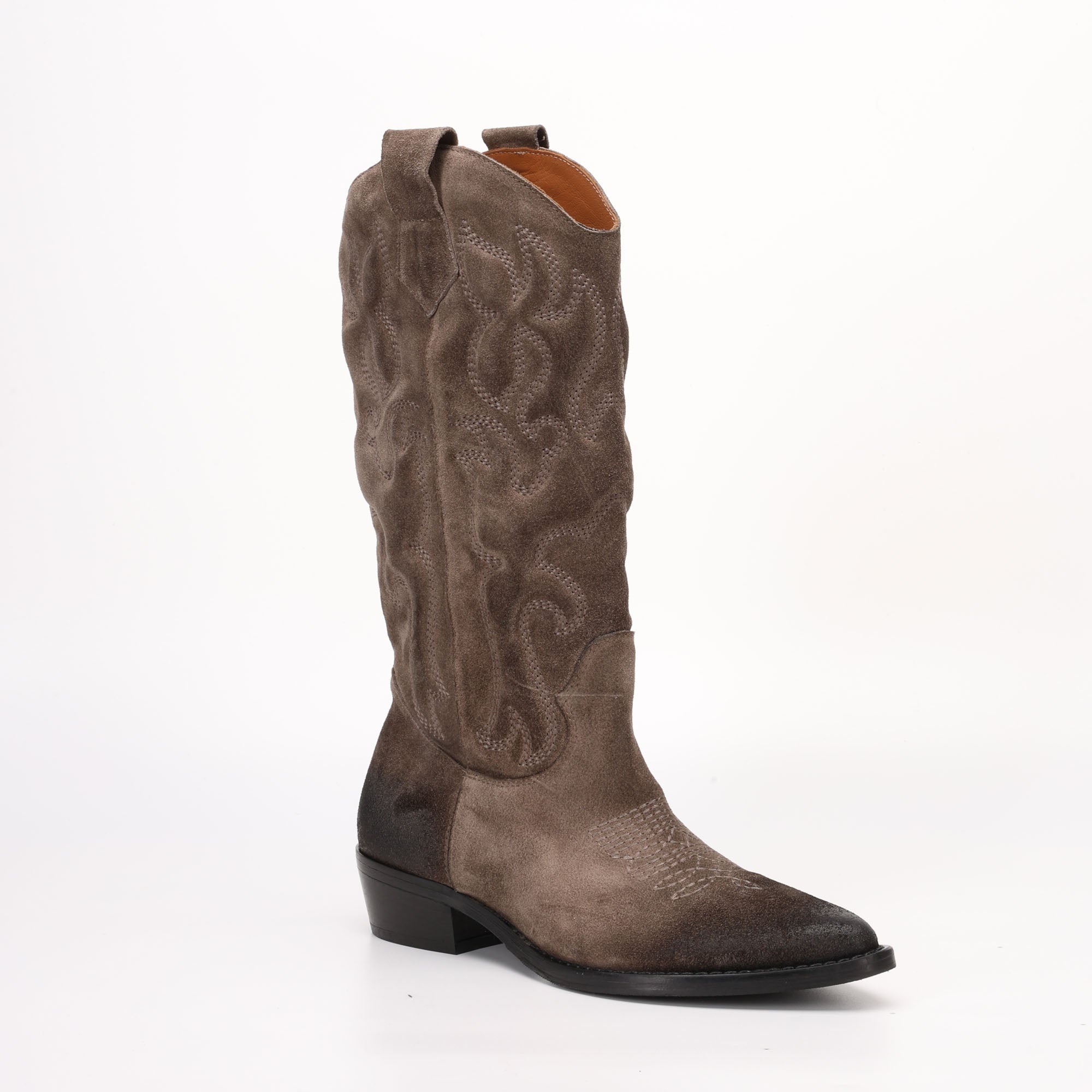 Stivale Alto Texano imbottito in Camoscio Lena Beige