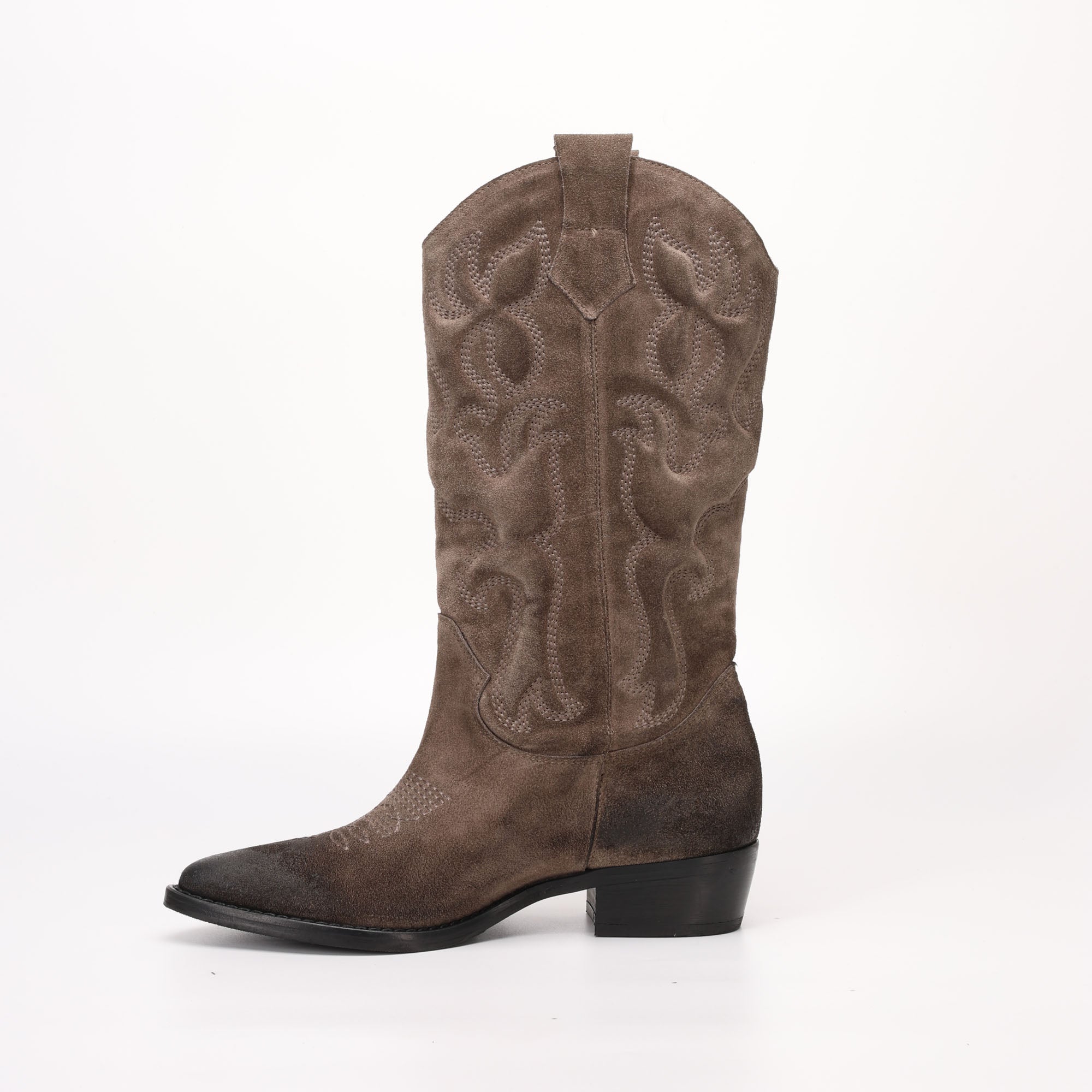 Stivale Alto Texano imbottito in Camoscio Lena Beige