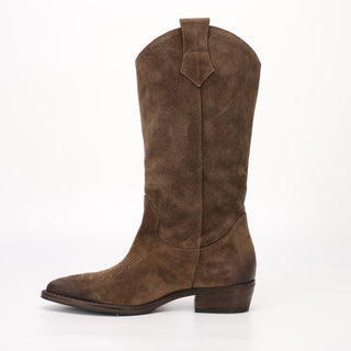 Botte texane en daim marron clair Luisa