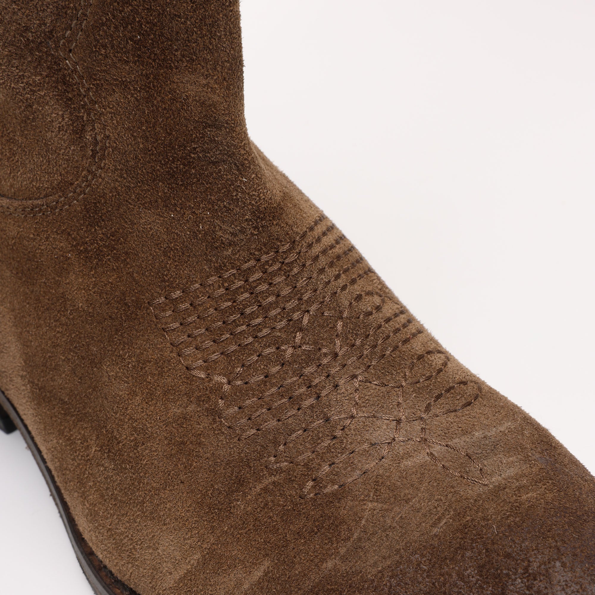 Stivale Texano in Camoscio Luisa Marrone Chiaro