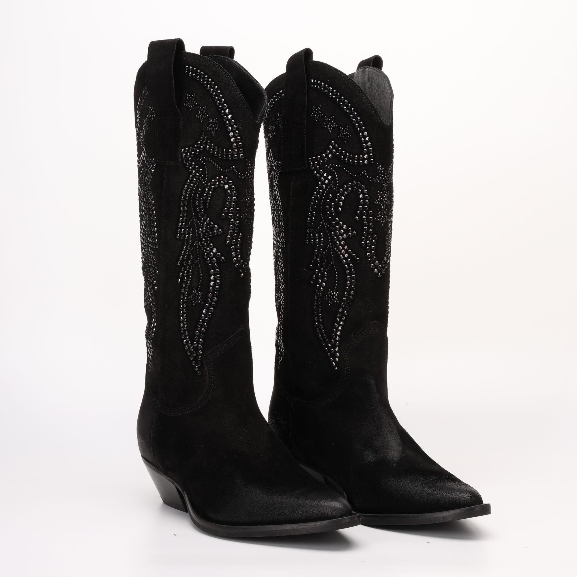 Texano Alto in Camoscio Karene Nero