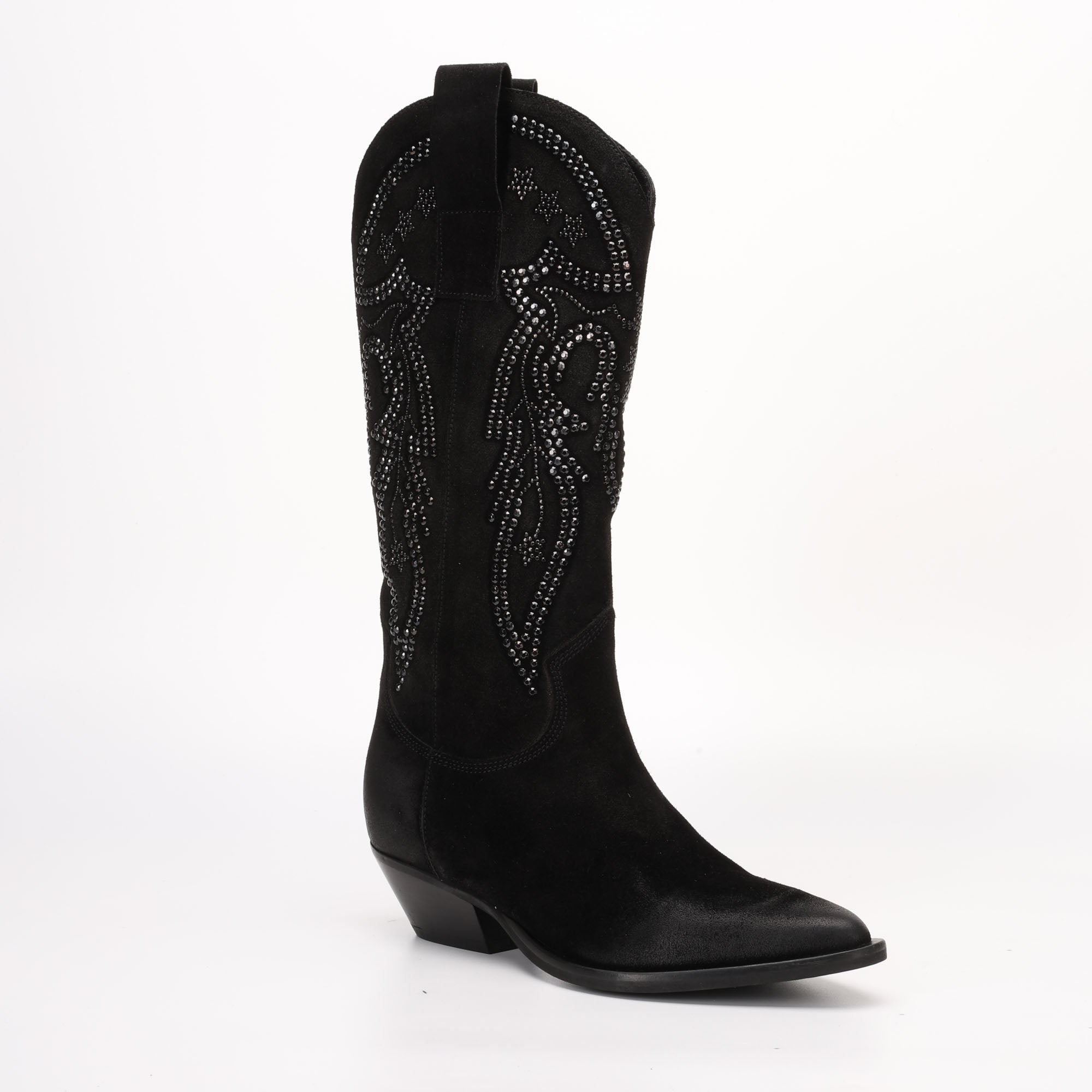 Texano Alto in Camoscio Karene Nero