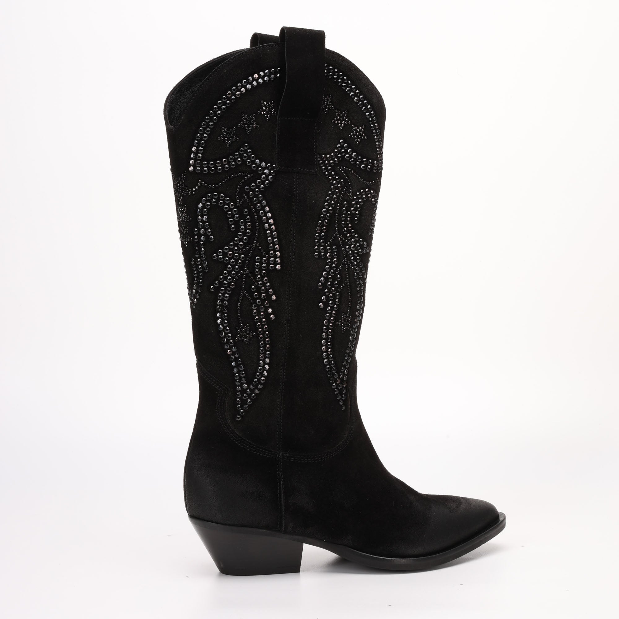 Texano Alto in Camoscio Karene Nero