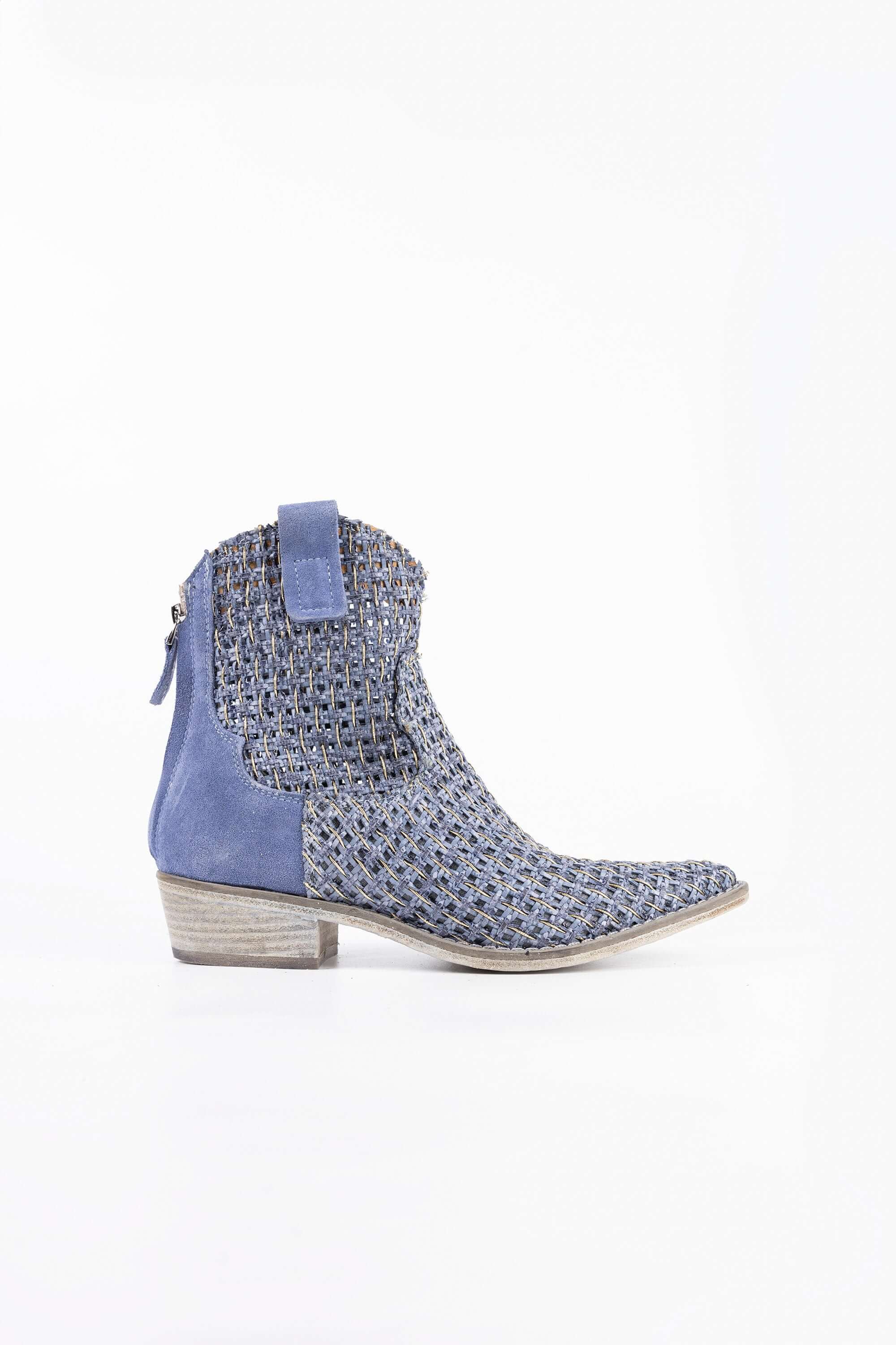 Stivaletti Texani in Pelle Intrecciata Freya