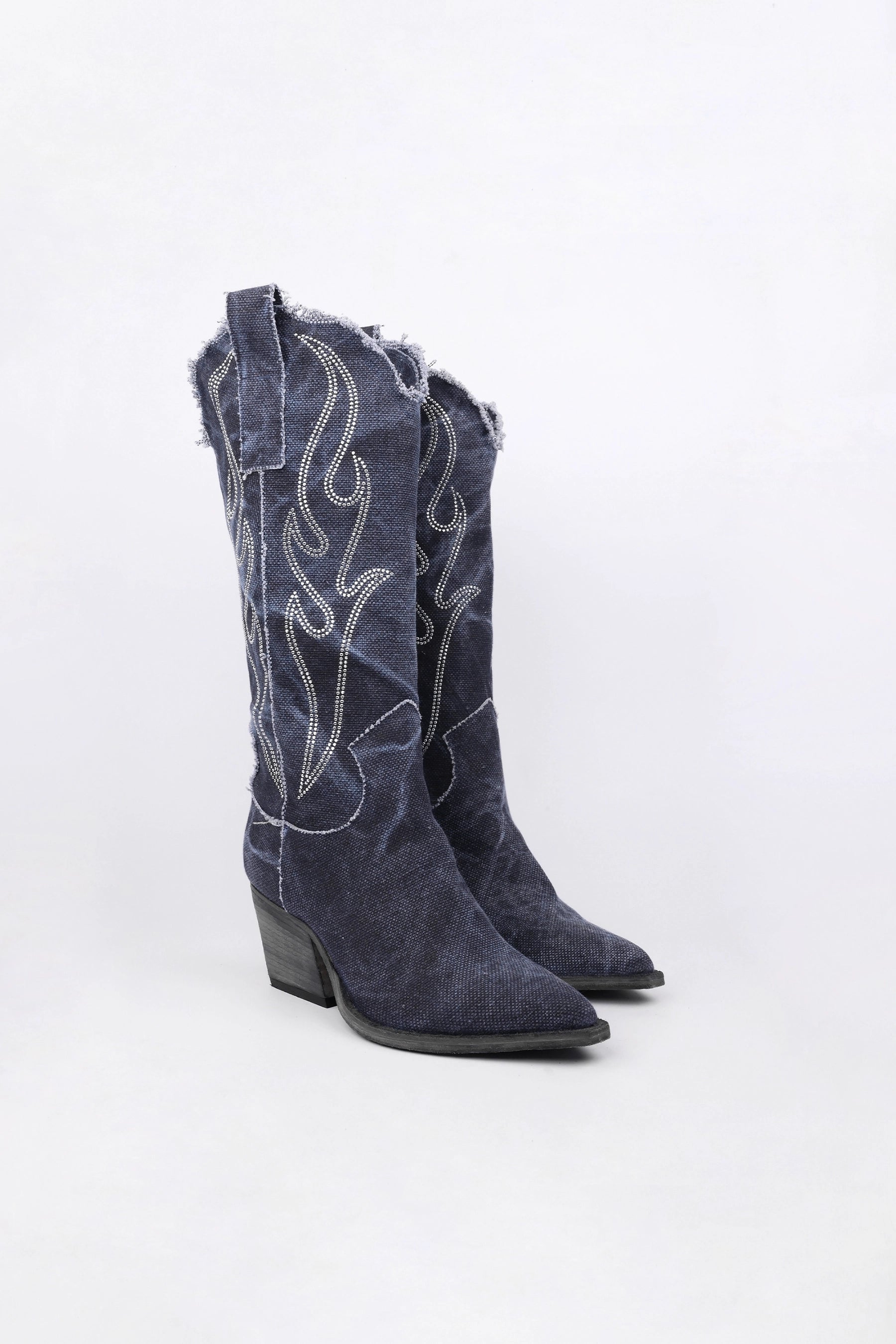 Stivali Texani Isabella in Canvas Denim
