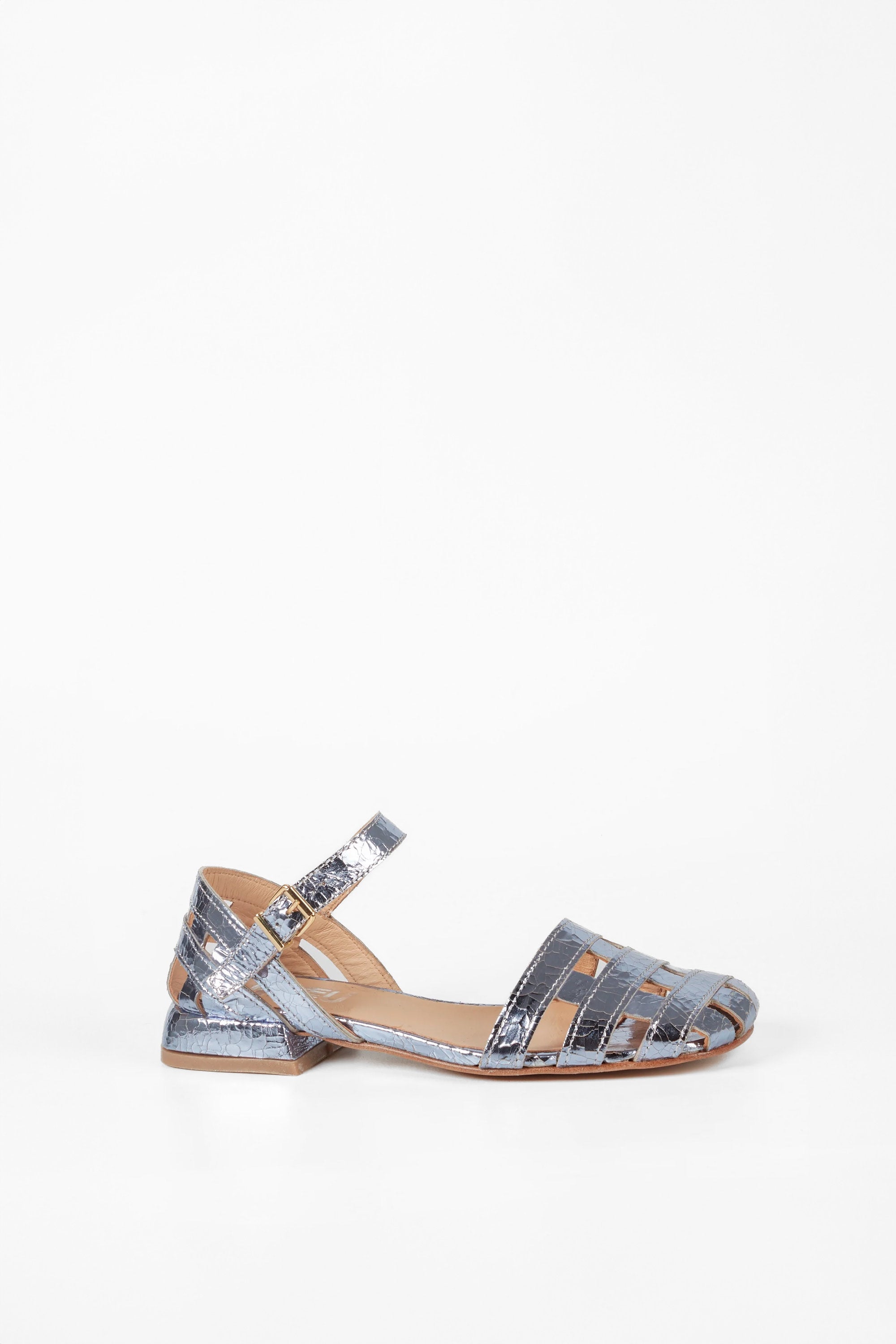 Amber Blue Laminated Leather Sandals