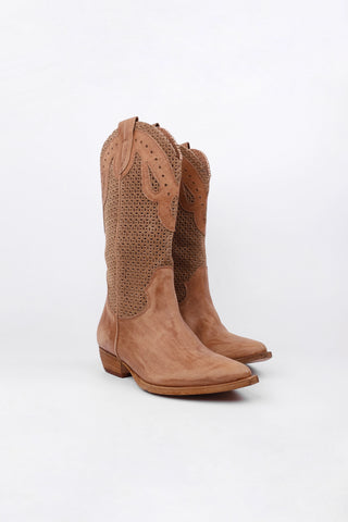 Botas Tejanas De Piel Perla