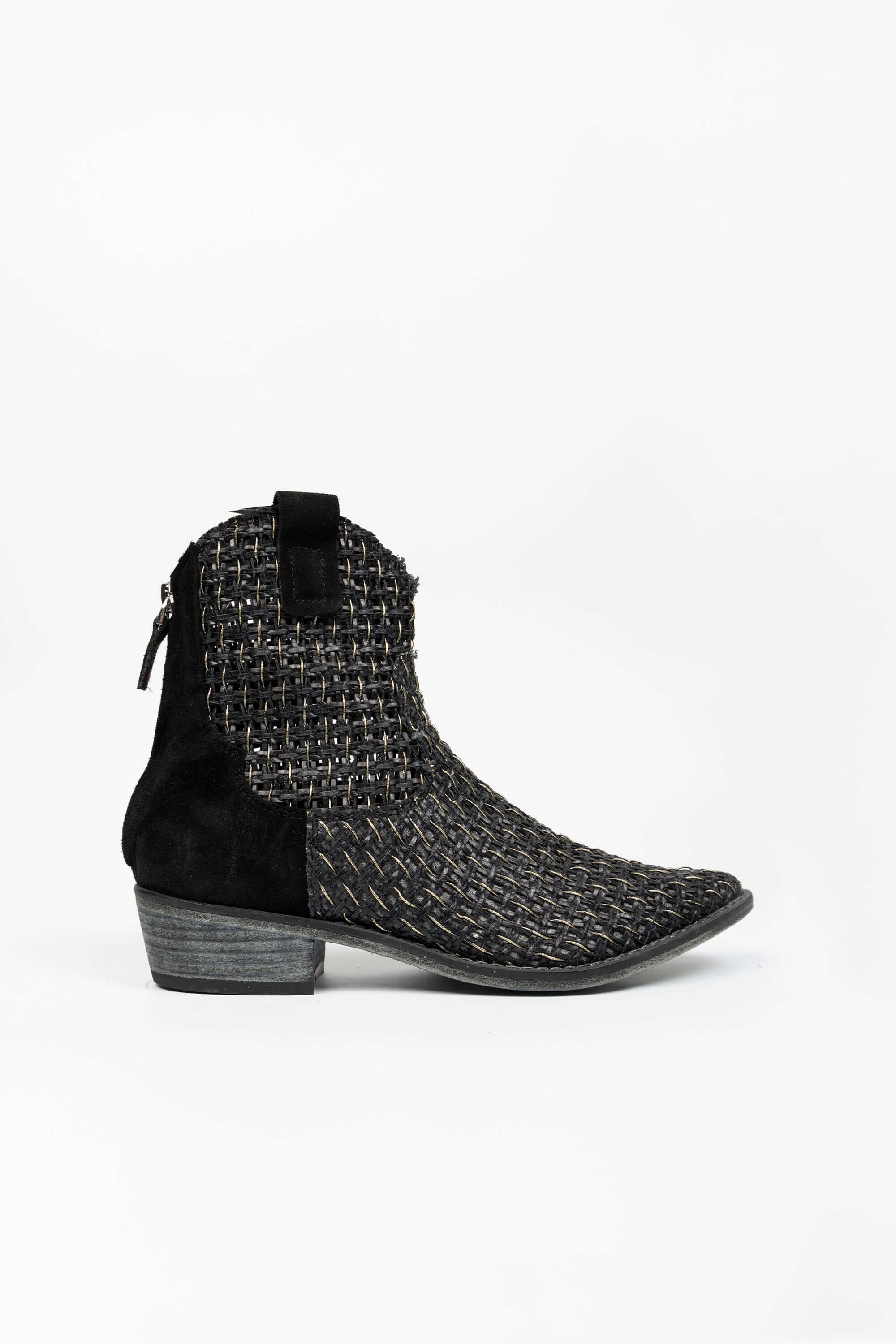 Stivaletti Texani in Pelle Intrecciata Freya