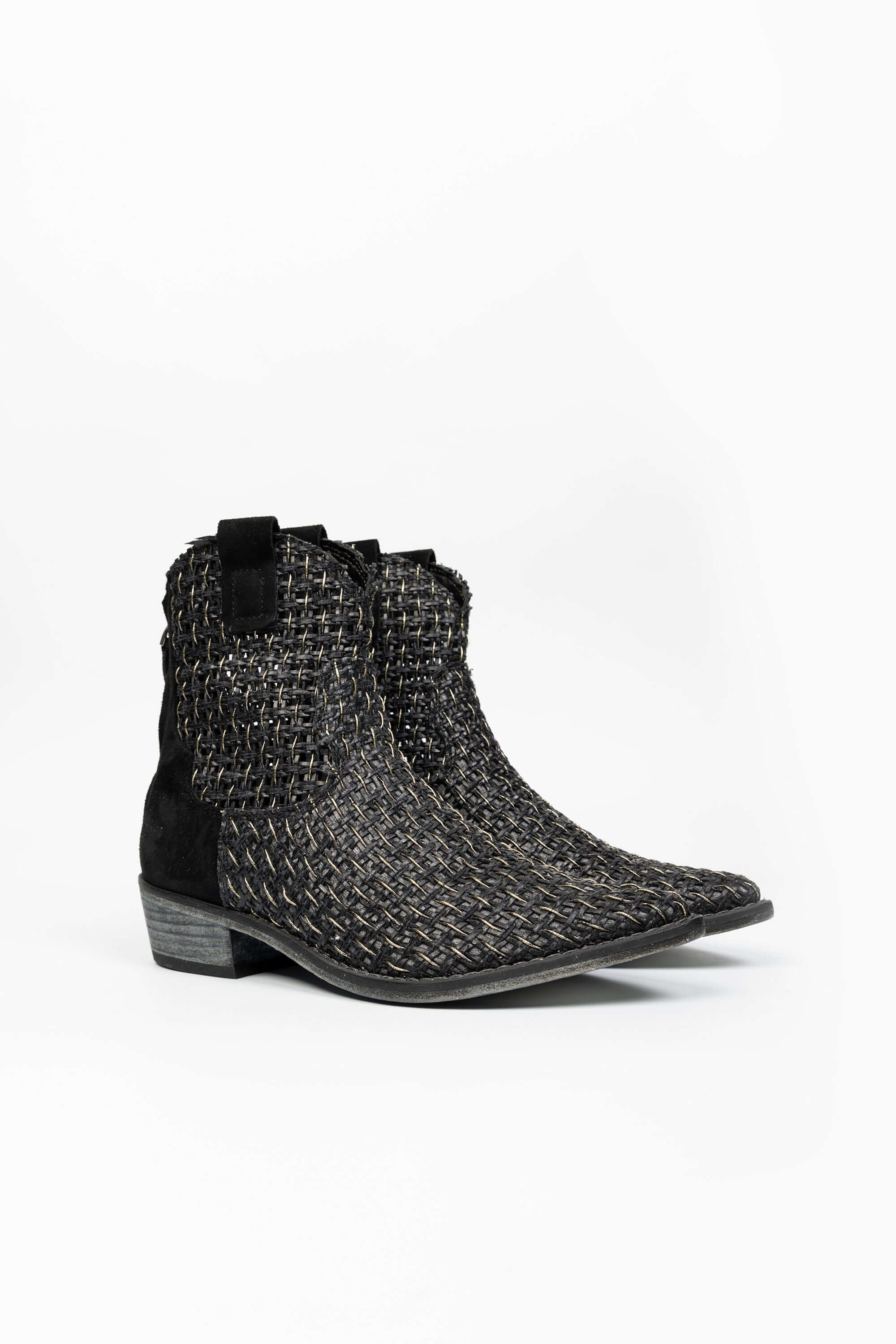 Stivaletti Texani in Pelle Intrecciata Freya