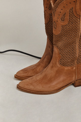 Bottes texanes en cuir perlé