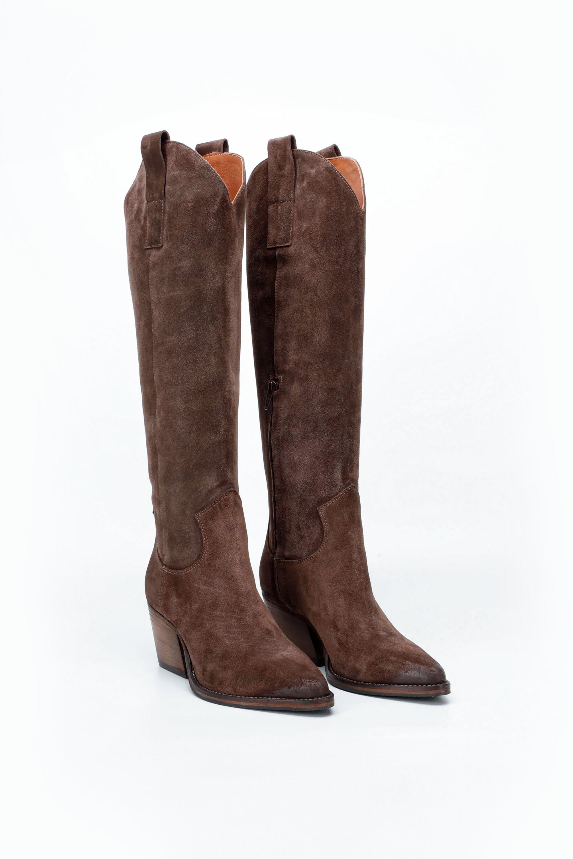 Hoher Wildlederstiefel in Braun Giuly