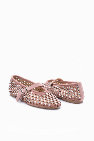 Cloe Suede Ballerina With Rhinestones