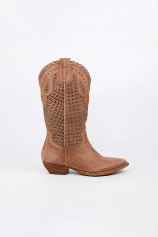 Botas Tejanas De Piel Perla