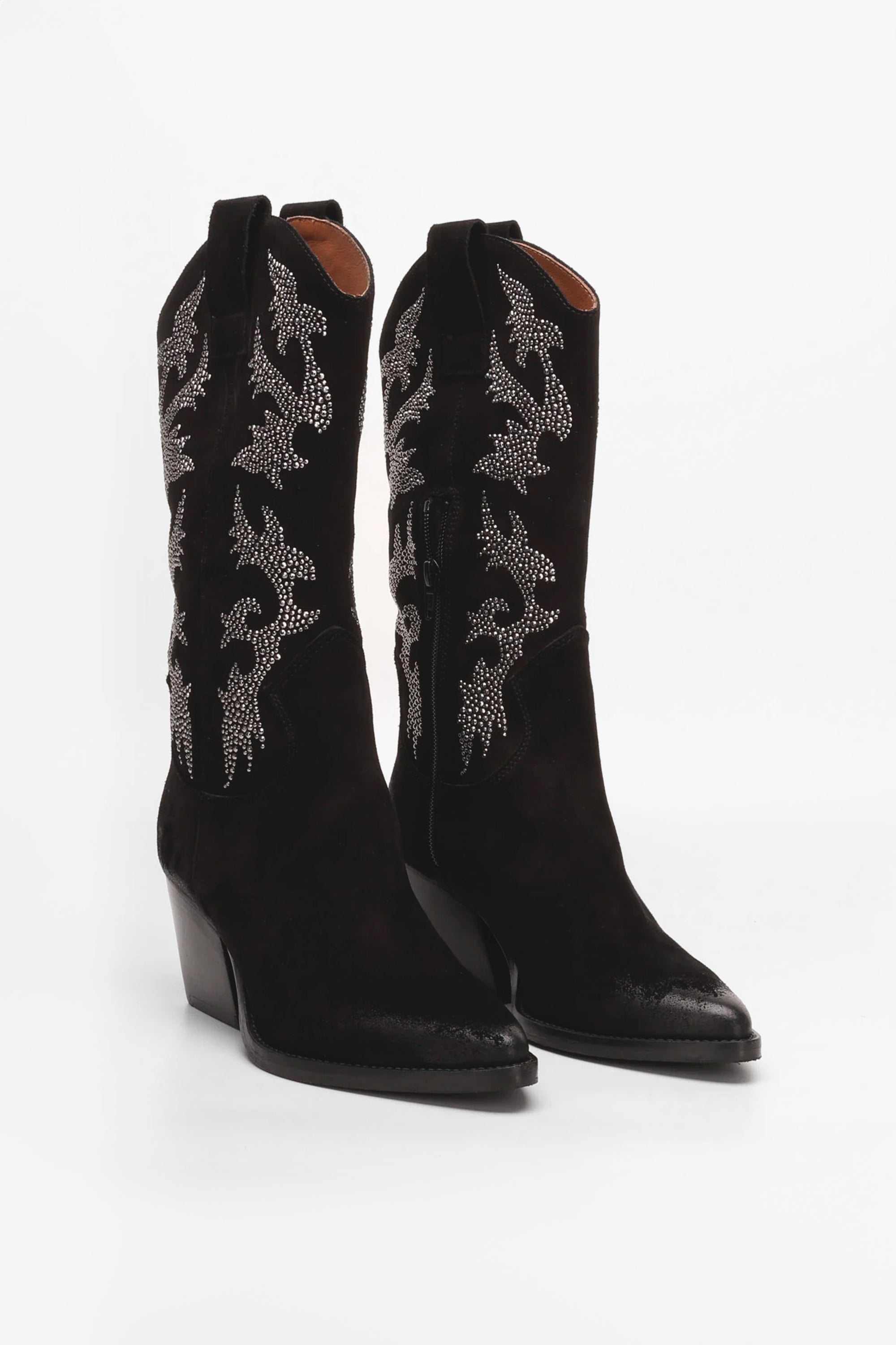 Botte haute texane en daim Jasmine Noir