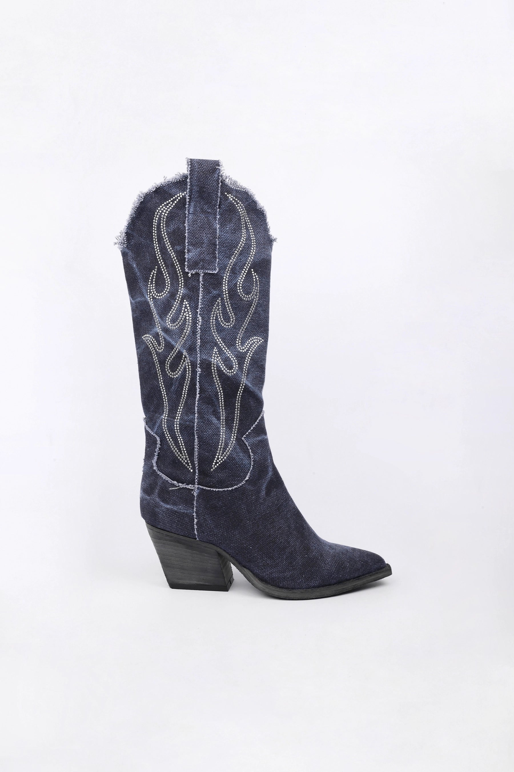 Stivali Texani Isabella in Canvas Denim