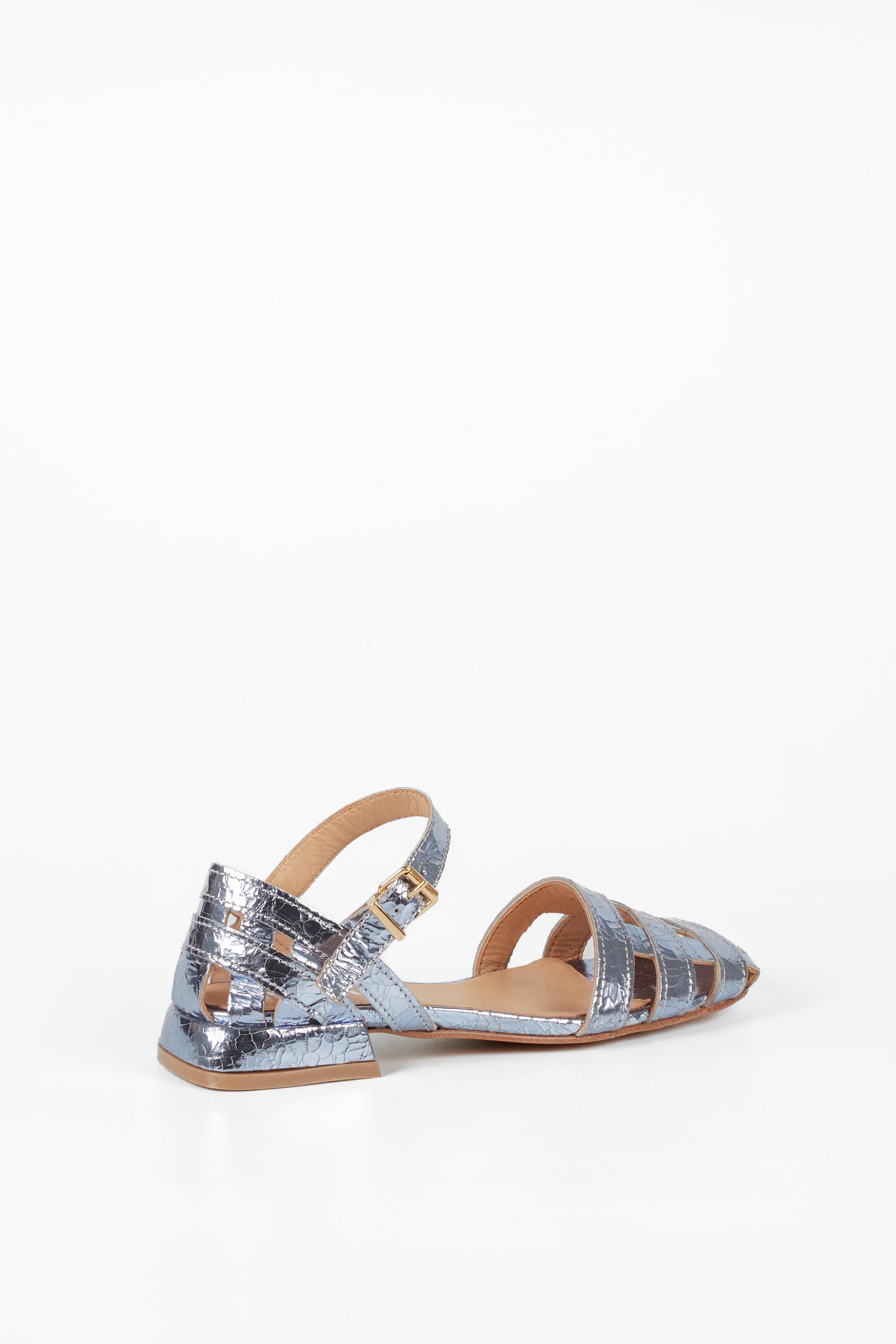 Amber Blue Laminated Leather Sandals