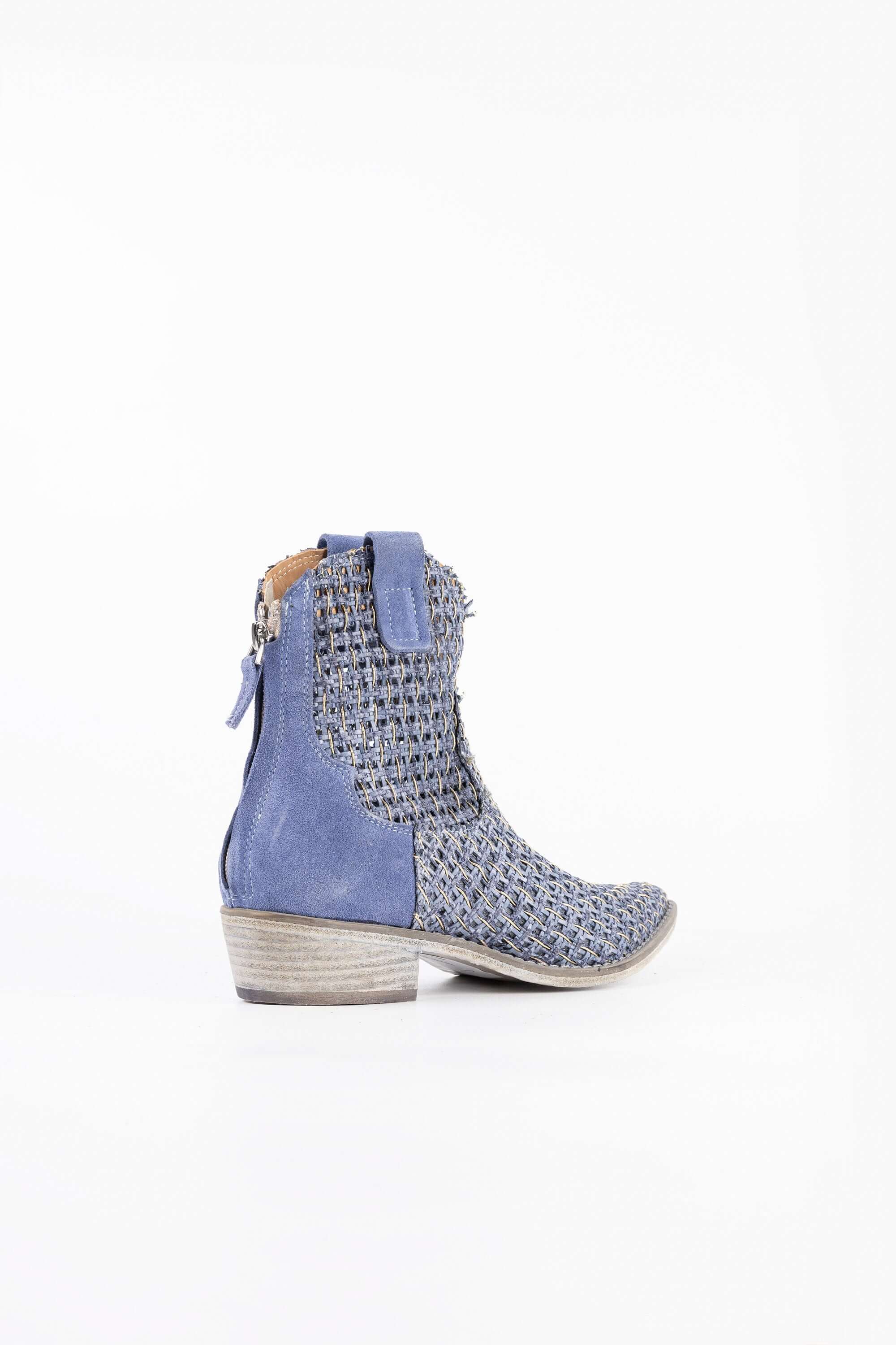 Stivaletti Texani in Pelle Intrecciata Freya