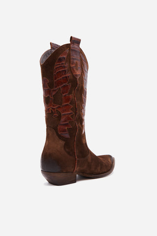 Cocco Road - Texanische Stiefel aus Wildleder und Krokodil