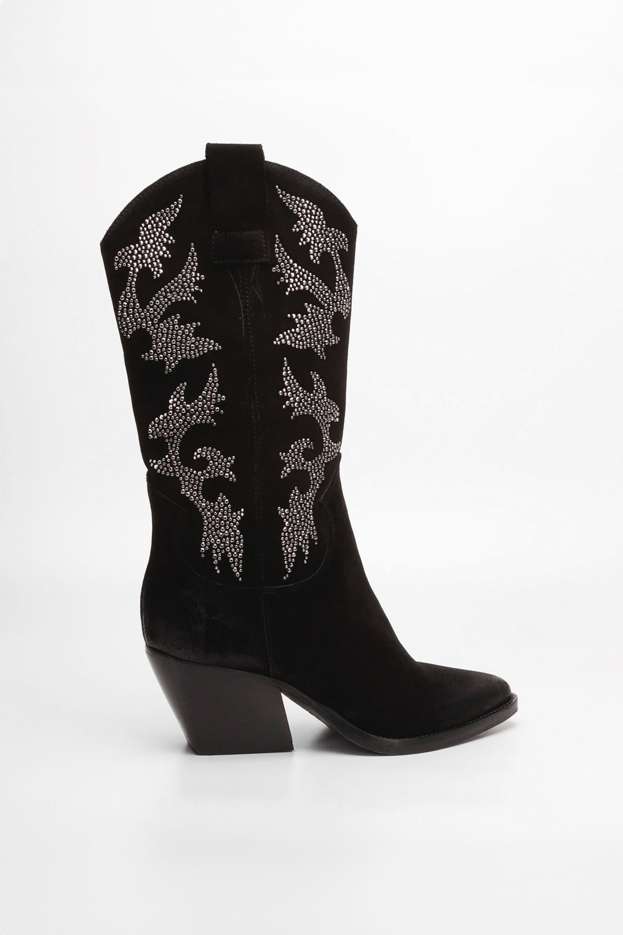 Botte haute texane en daim Jasmine Noir