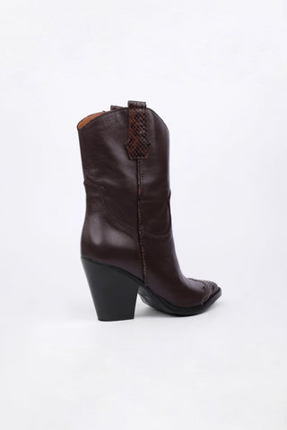 Bottines Irene en Cuir Marron Foncé