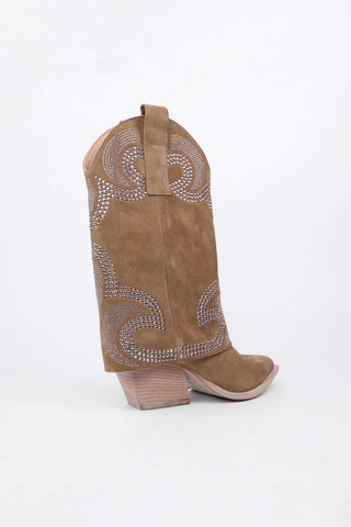 Bottes Texan Klara en Daim Noyer