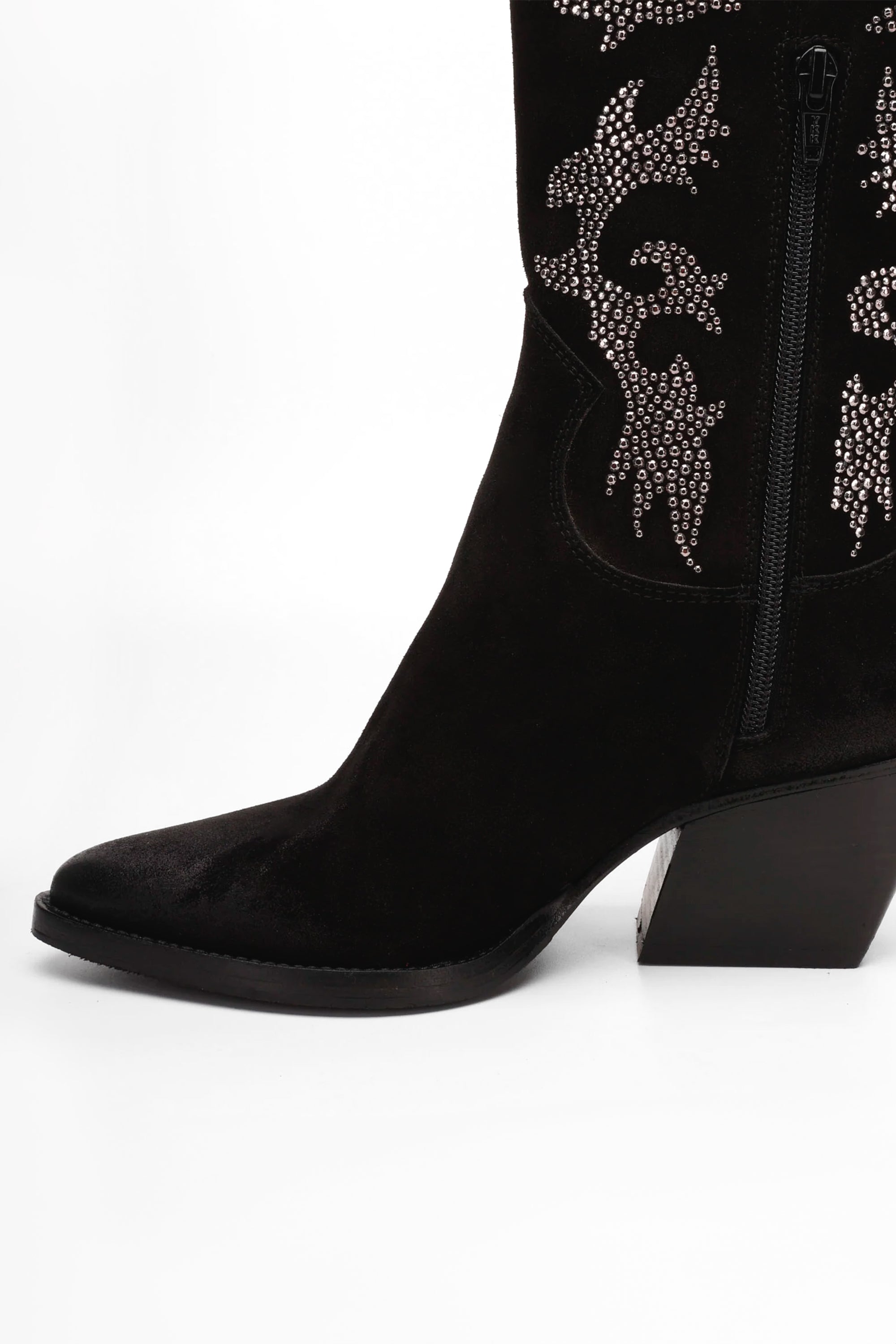 Botte haute texane en daim Jasmine Noir