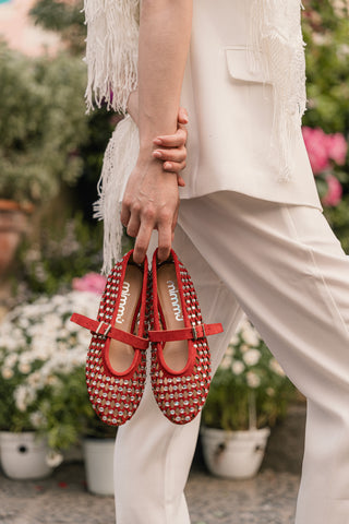 Ballerine En Daim Avec Strass Cloe